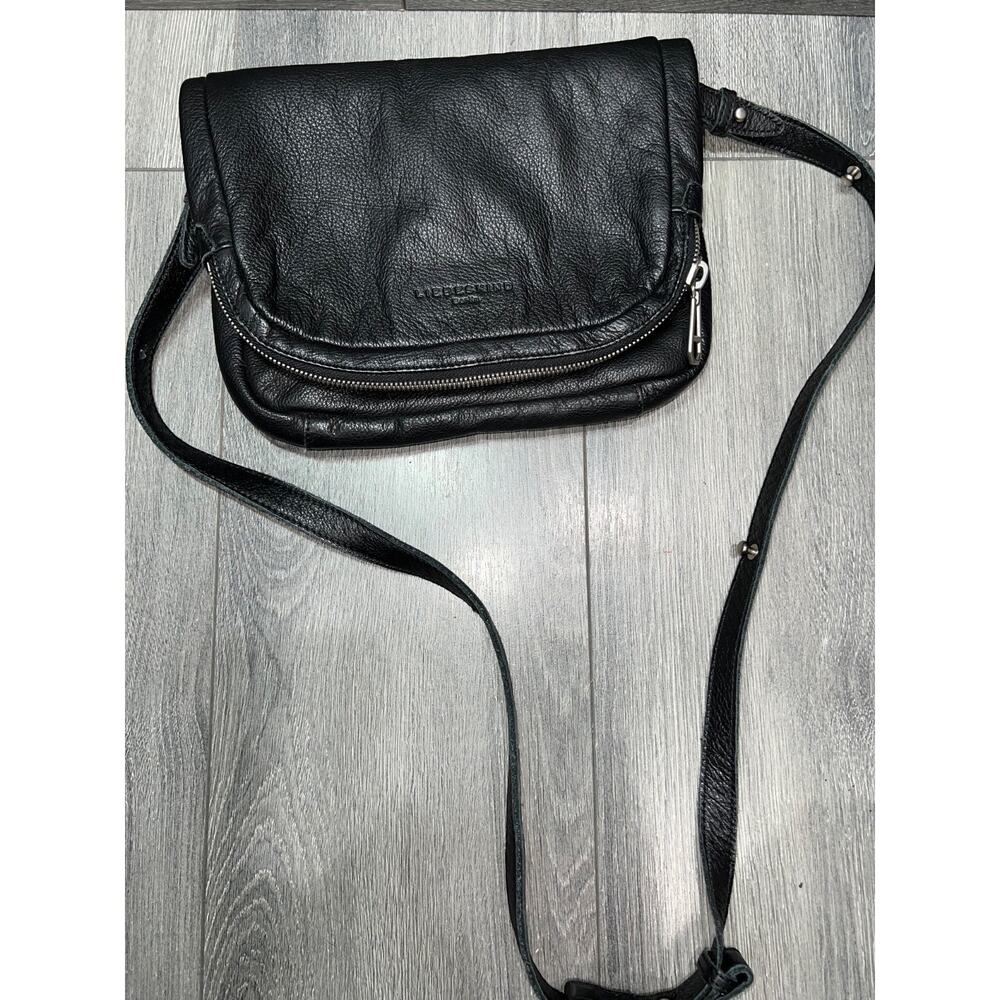 Liebeskind berlin handbag Bag saddle crossbody black‎ Leather Zip Tassel B000674 - Picture 2 of 10